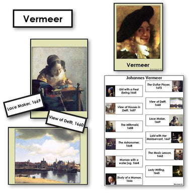 Art-Famous Artists - Vermeer 2-Part Cards Of Paintings With Biography