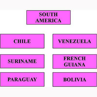 Geography Material-Flags, Maps & Globes - Labels For Countries And Waterways Of South America Level 1