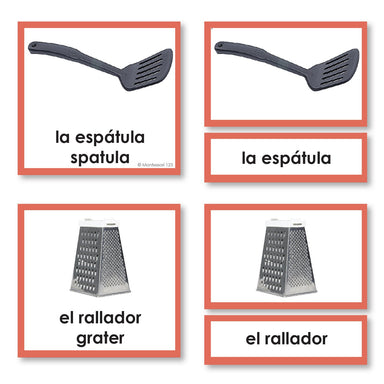 Language Arts-Spanish - Spanish Language Kitchen 3-Part Cards With Photographs
