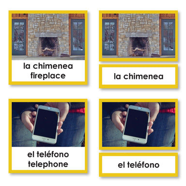 Language Arts-Spanish - Spanish Language Living Room 3-Part Cards With Photographs