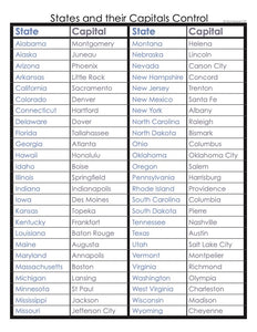 USA States and Capitals with State Map Cards & Labels | Montessori123 ...