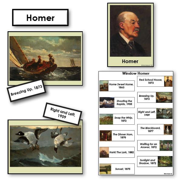 Art-Famous Artists - Homer 2-Part Cards Of Paintings With Biography