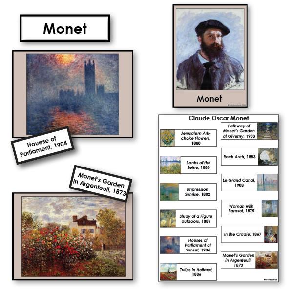 Art-Famous Artists - Monet 2-Part Cards Of Painting With Biography