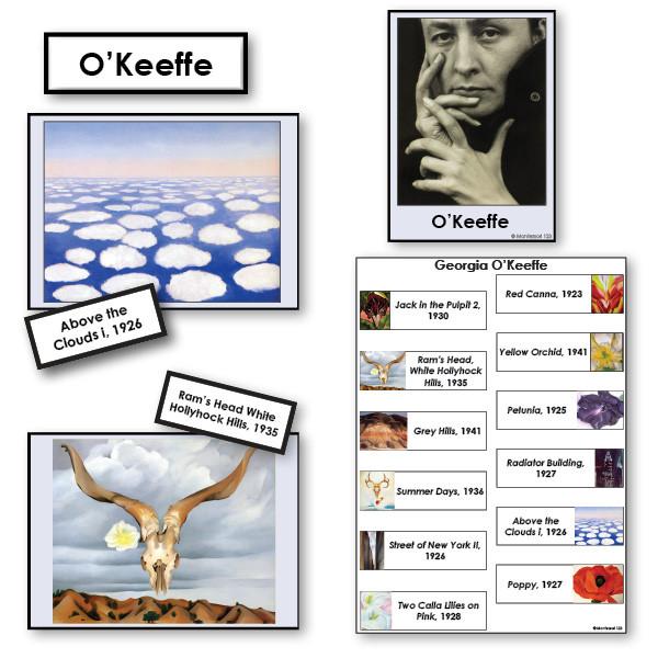 Art-Famous Artists - O'Keeffe 2-Part Cards Of Paintings With Biography