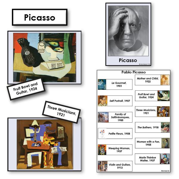 Art-Famous Artists - Picasso 2-Part Cards Of Paintings With Biography