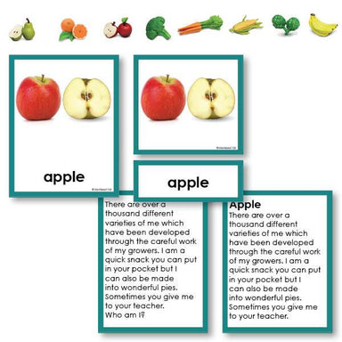 Botany-Plant Identification - Fruits And Vegetables "Who Am I?" 3-Part Cards With Objects