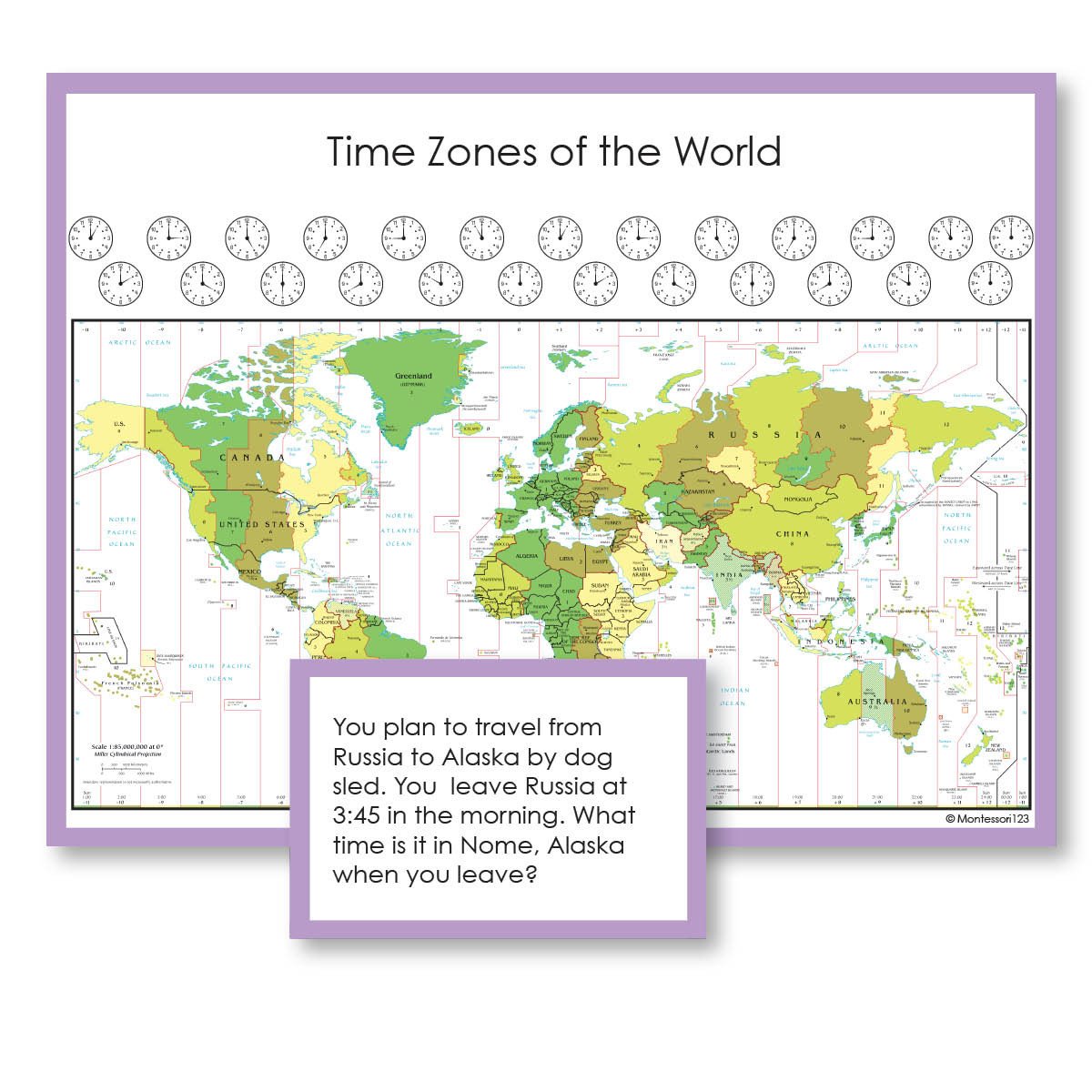 Geography Material-Flags, Maps & Globes - Time Zones, Maps And Questions For Exploration