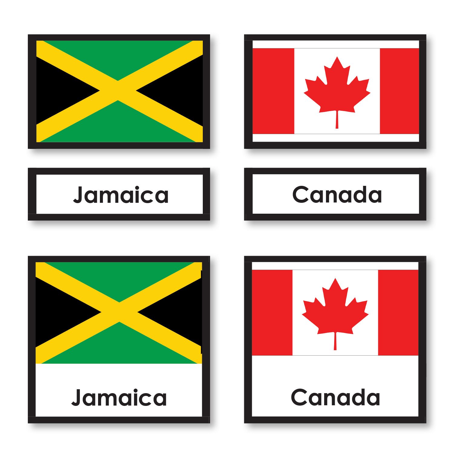 Geography Material-Flags, Maps & Globes - World Flags 3-Part Cards
