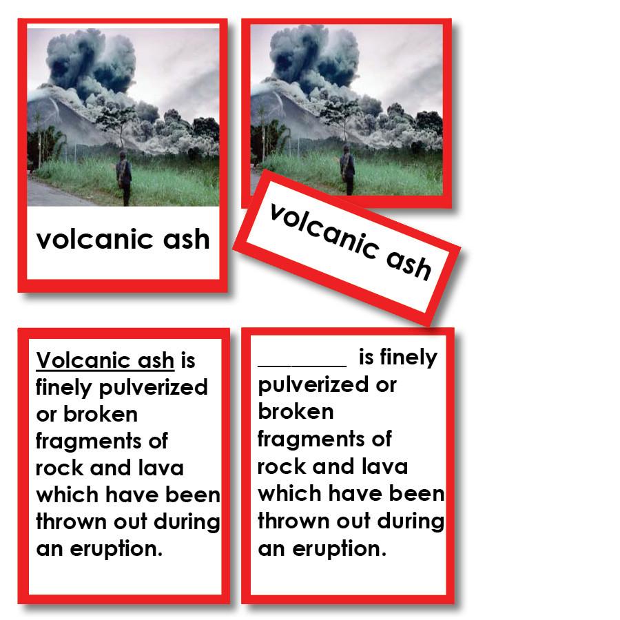 Geography Material-Landforms & Biomes - Parts Of A Volcano 3-Part Cards With Definitions
