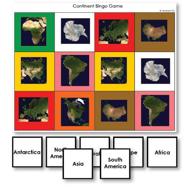 Geography Material-Study Of World Geography - Continent Identification Bingo Game With Satellite Images