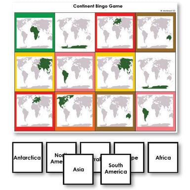 Geography Material-Study Of World Geography - Continent Identification Bingo Game With World Map Images