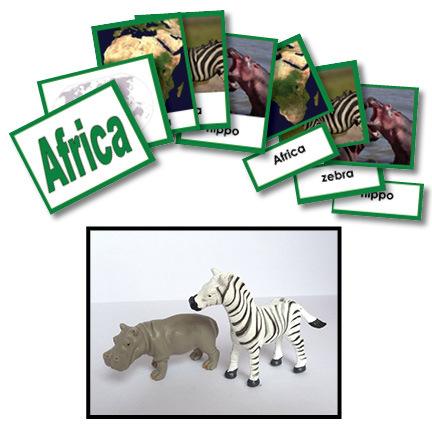 Geography Material-Study Of World Geography - Geography 3-Part Cards With Objects For Africa