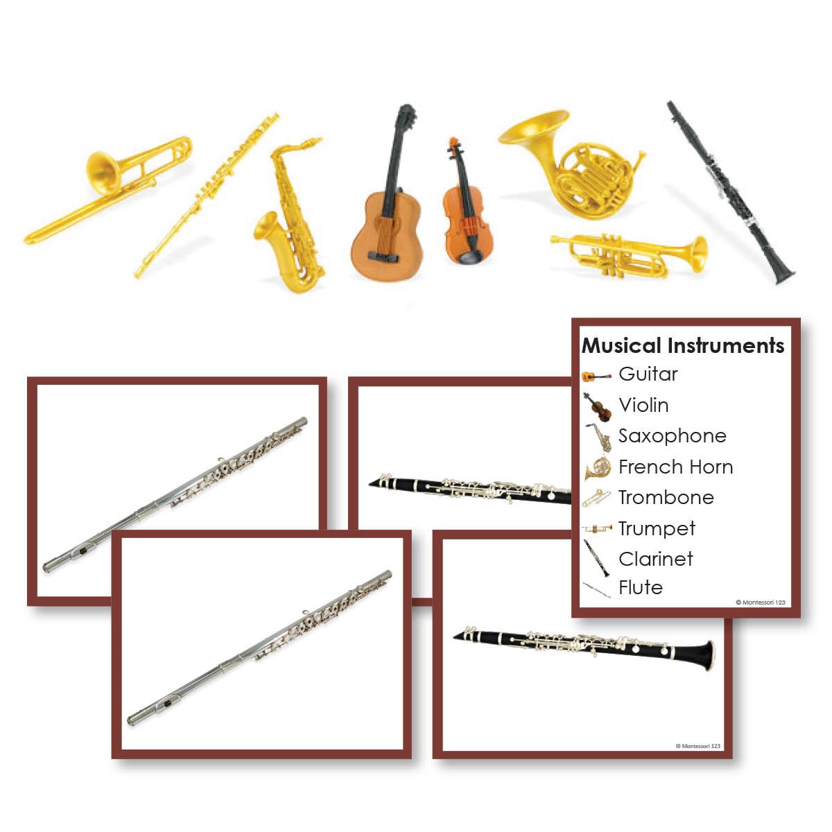 History Material-Culture - Musical Instruments Toddler Cards With Objects