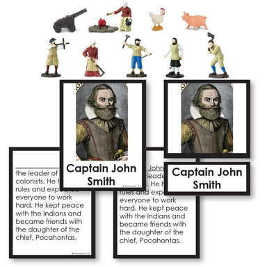 History Material-United States History - Jamestown Settlers Historical Replica 3-Part Cards With Objects