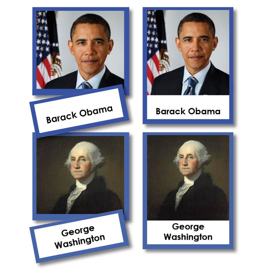History Material-United States History - Presidents Of The United States 3-Part Cards With Photographs