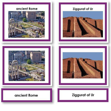 History Material-World History - Historical 3-Part Cards With Photos For Archaeology Studies