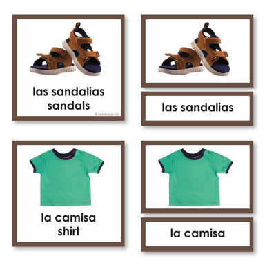 Language Arts-Spanish - Spanish Language Clothing 3-Part Cards With Photographs