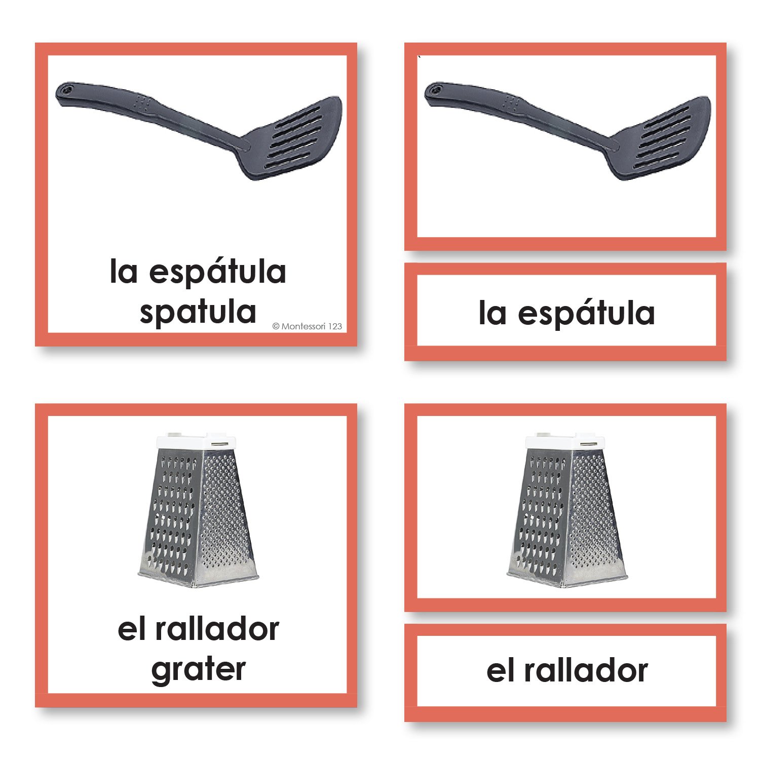 Language Arts-Spanish - Spanish Language Kitchen 3-Part Cards With Photographs