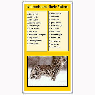 Language Arts-Vocabulary, Spelling & Editing - Animal Vocabulary Control Charts For Homes, Babies, Groups And More
