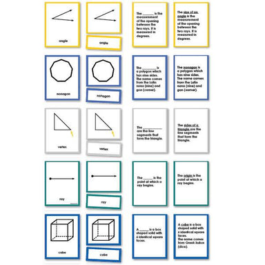Math Materials-Geometry - Complete Set Geometry Nomenclature 3-Part Cards With Definitions