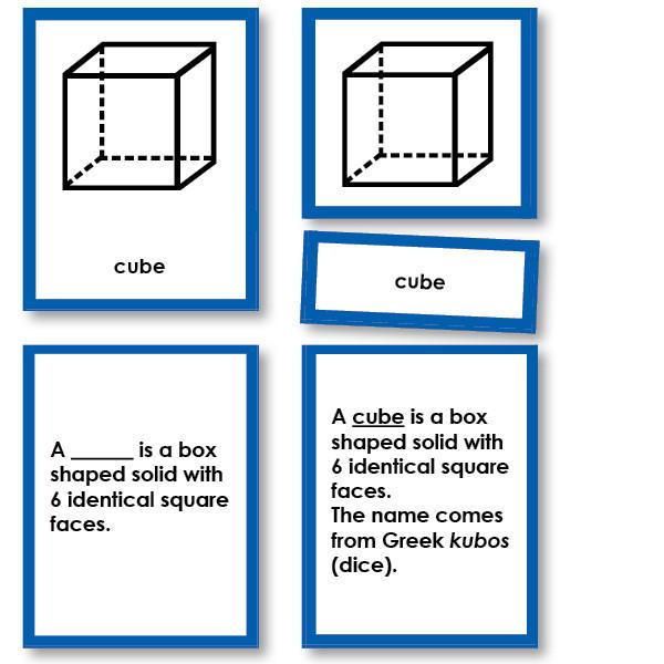 Geometric Solids Nomenclature 3 Part Cards Montessori123 Primary — Montessori 123 0844