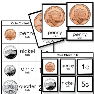 Math Materials-Money - Coin  Nomenclature  3-Part Cards With Working Charts